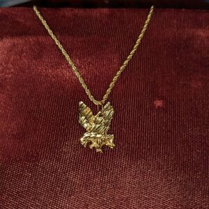 14K Solid Gold Eagle Charm Pendant